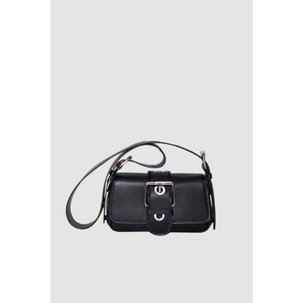 BY FAR Eloise - By Far Black - 90s Minimalist Leather Bag at Luxury Shoes 