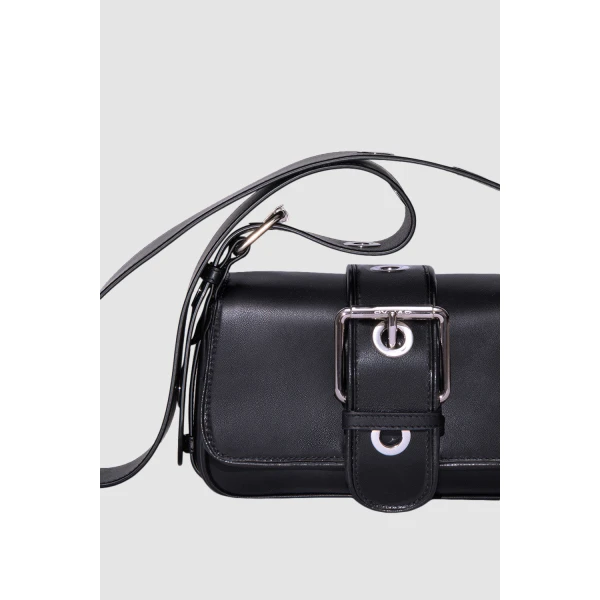 BY FAR Eloise - By Far Black - 90s Minimalist Leather Bag at Luxury Shoes 