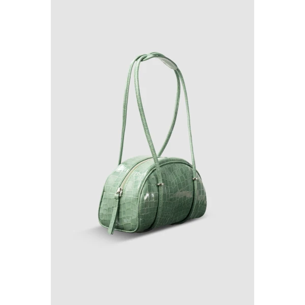 BY FAR Kimberly Bowler - By Far Green - 90s Minimalist Leather Bag at Luxury Shoes 