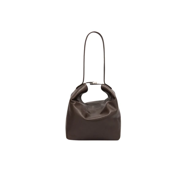 BY FAR Maxi Bea - By Far Brown - 90s Minimalist Leather Bag at Luxury Shoes 