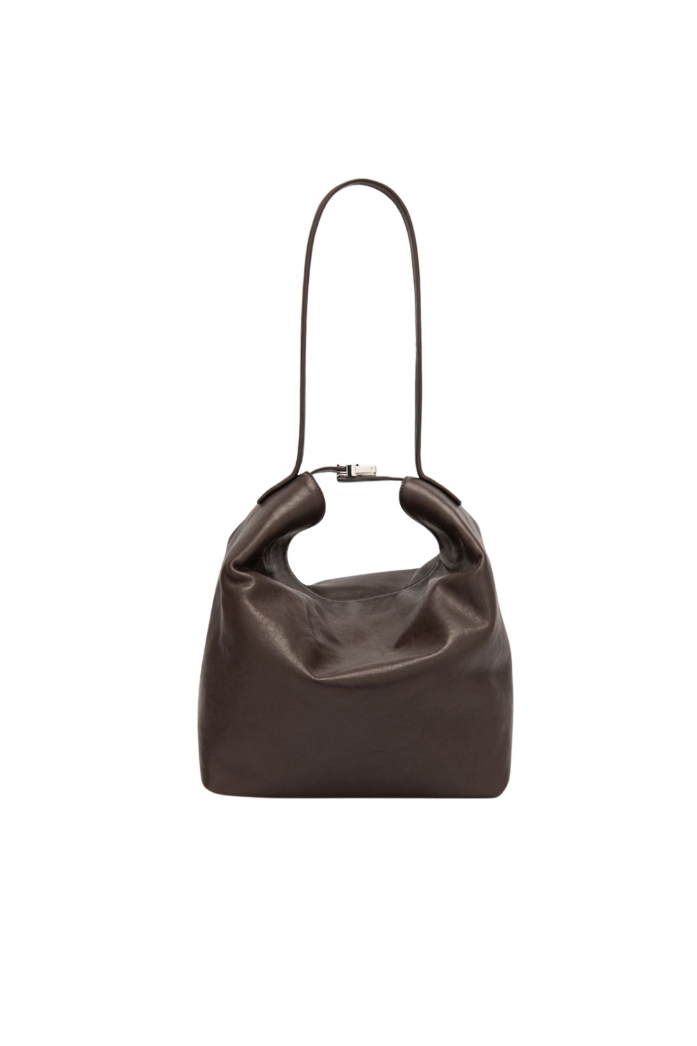 BY FAR Maxi Bea - By Far Brown - 90s Minimalist Leather Bag at Luxury Shoes 