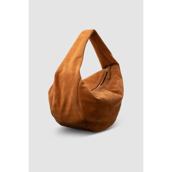 BY FAR Maxi Cush - By Far Brown - 90s Minimalist Leather Bag at Luxury Shoes 