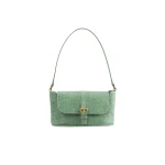 BY FAR Miranda Baguette - By Far Green - 90s Minimalist Leather Bag at Luxury Shoes 