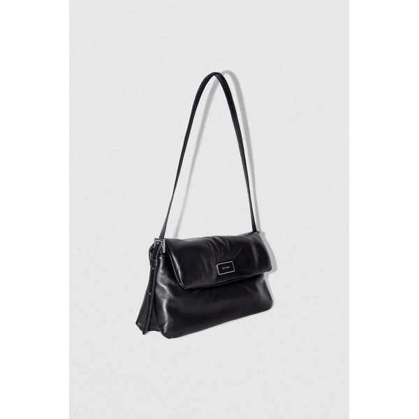 BY FAR Puffy Tilda - By Far Black - 90s Minimalist Leather Bag at Luxury Shoes 