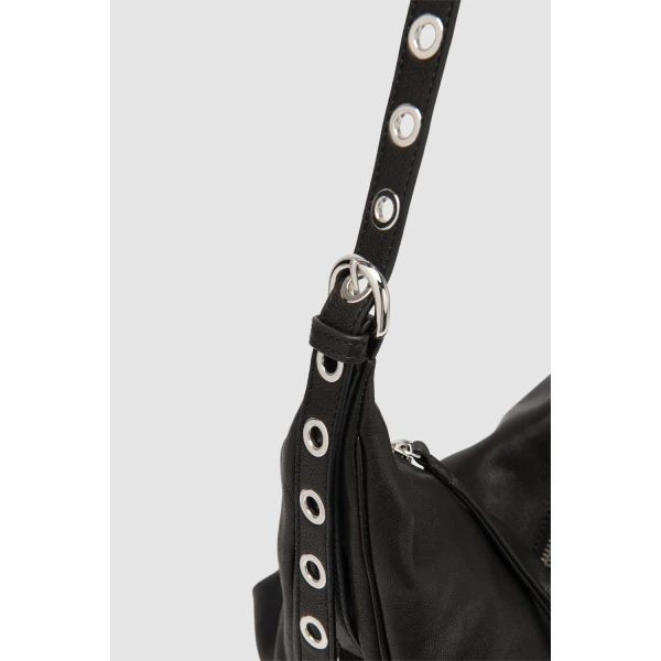 BY FAR Trayana - By Far Black - 90s Minimalist Leather Bag at Luxury Shoes 
