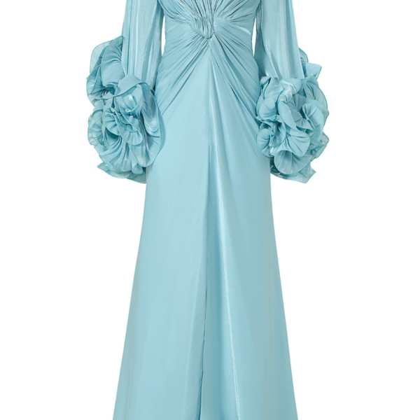 Costarellos Dulcie Lurex Georgette Gown