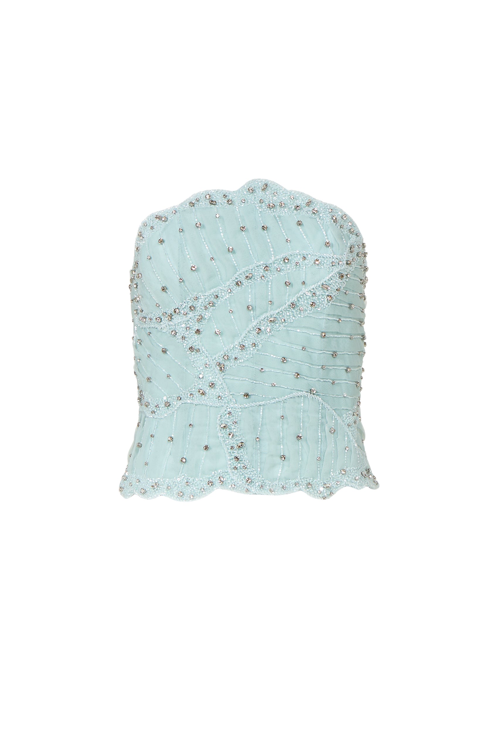 Costarellos Fiori Crystal Silk Georgette Bustier Top