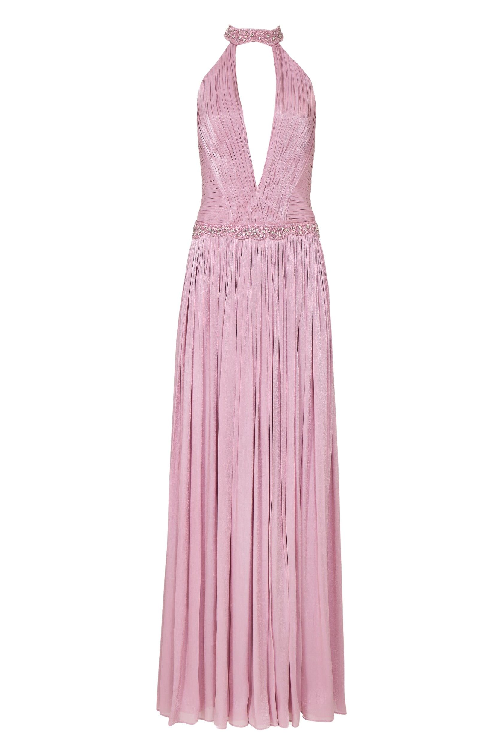 Costarellos Juliette Lurex Georgette Halterneck Gown