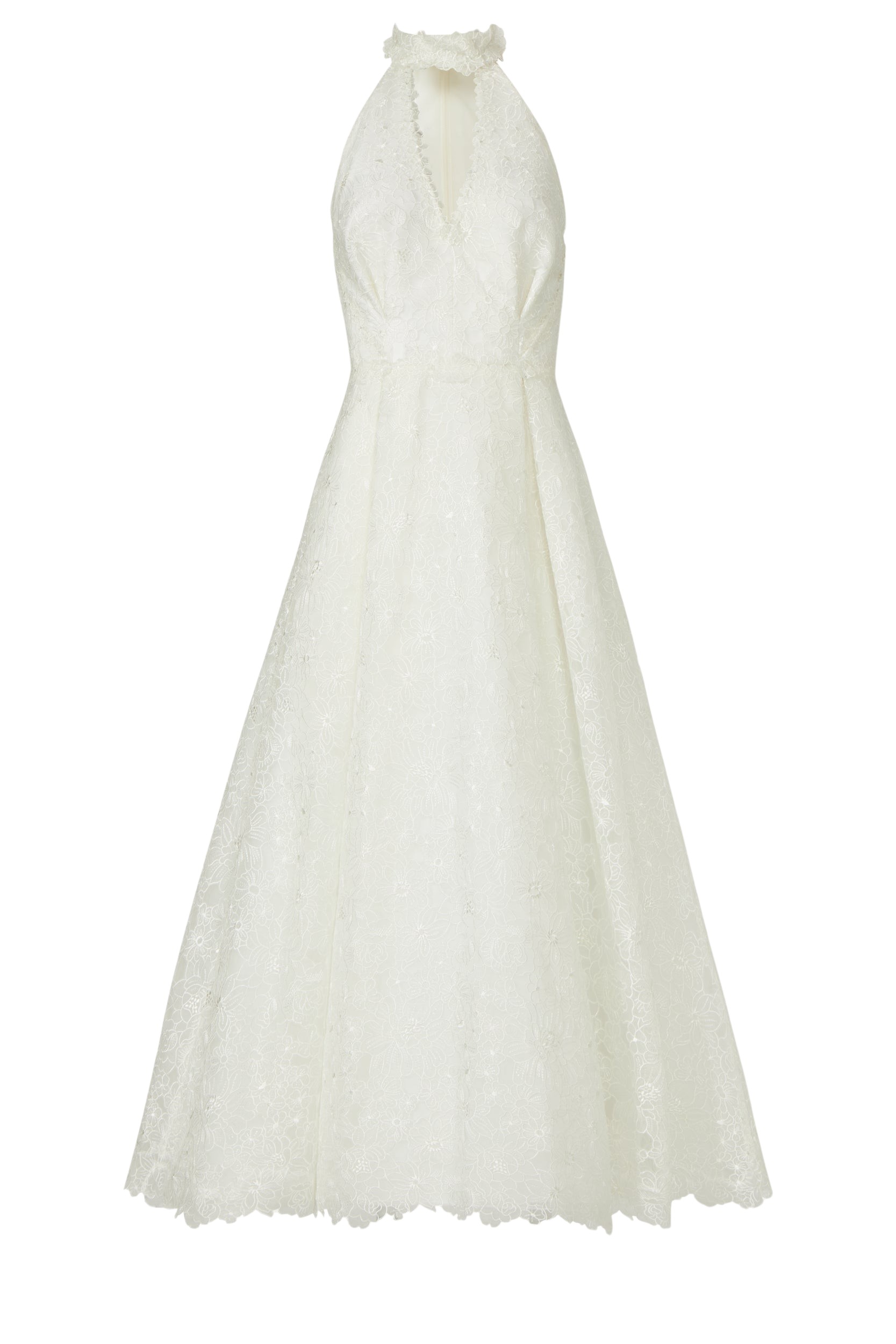 Costarellos Lavinia Embroidered Organza Halterneck Midi Dress