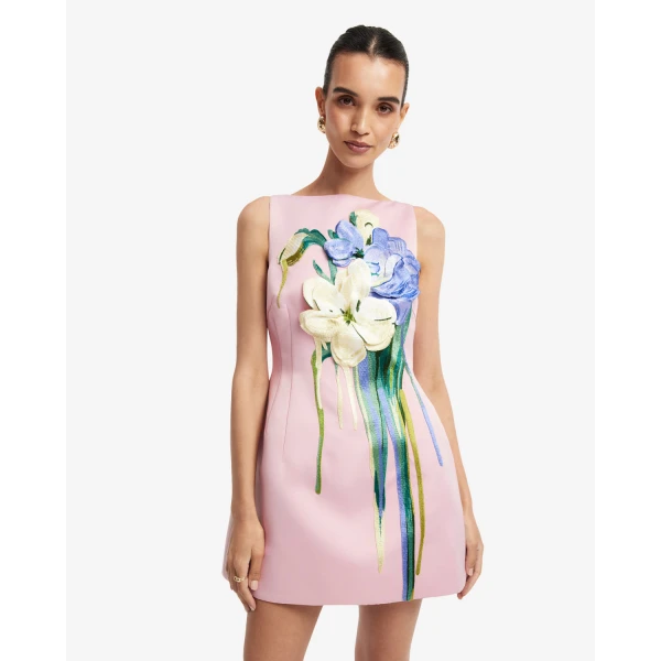 Leo Lin Ali Embroidered Boat Neck Mini Dress - Leo Lin Dress - Australian Luxury Fashion - Shop at Luxury Shoes 