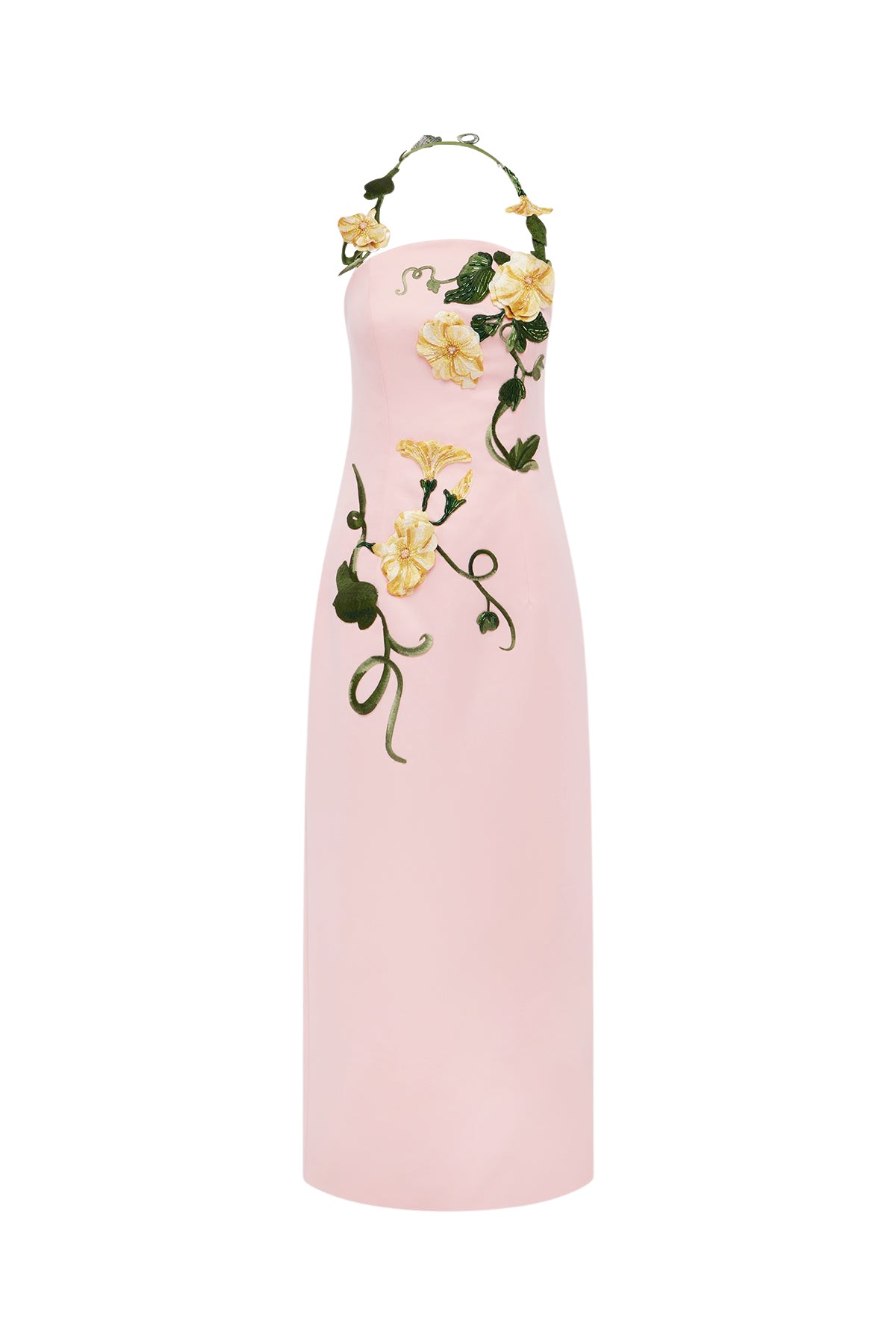 Leo Lin Ava Halterneck Appliqué Floral Bustier Maxi Dress