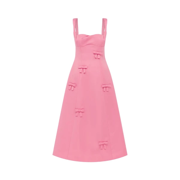 Leo Lin Beatrice Bow Midi Dress - Leo Lin Dress - Australian Luxury Fashion - Shop at Luxury Shoes 