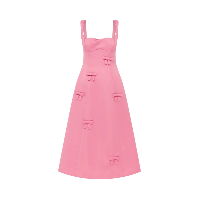 Leo Lin Beatrice Bow Midi Dress - Leo Lin Dress - Australian Luxury Fashion - Shop at Luxury Shoes 