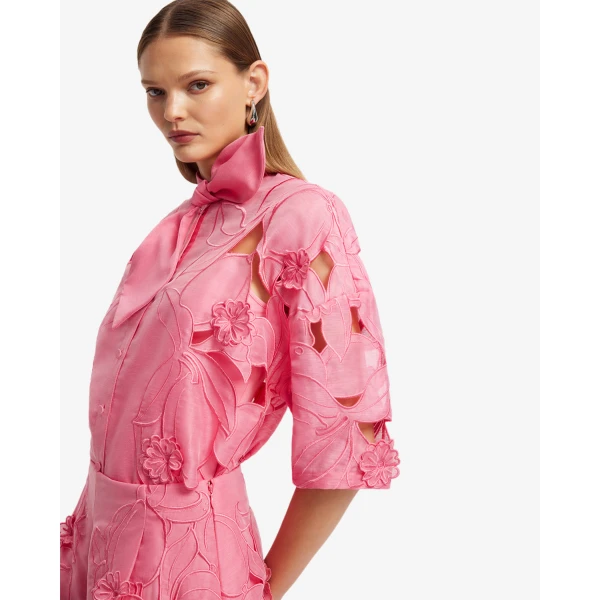 Leo Lin Brooklyn Appliqué Bow Puff Sleeve Top - Leo Lin Dress - Australian Luxury Fashion - Shop at Luxury Shoes 