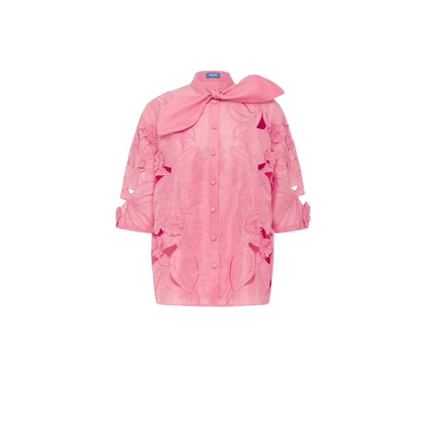 Leo Lin Brooklyn Appliqué Bow Puff Sleeve Top - Leo Lin Dress - Australian Luxury Fashion - Shop at Luxury Shoes 