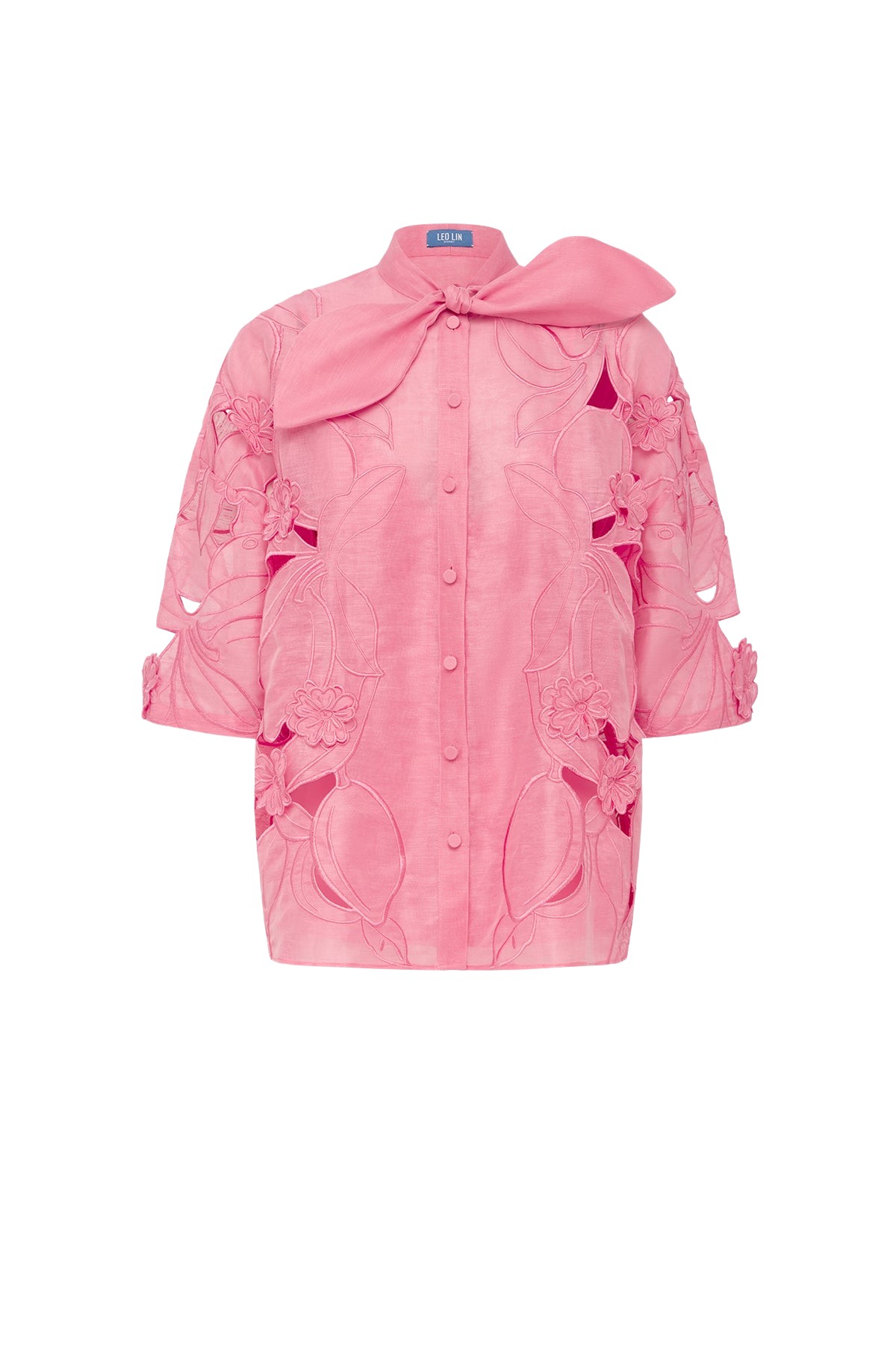 Leo Lin Brooklyn Appliqué Bow Puff Sleeve Top