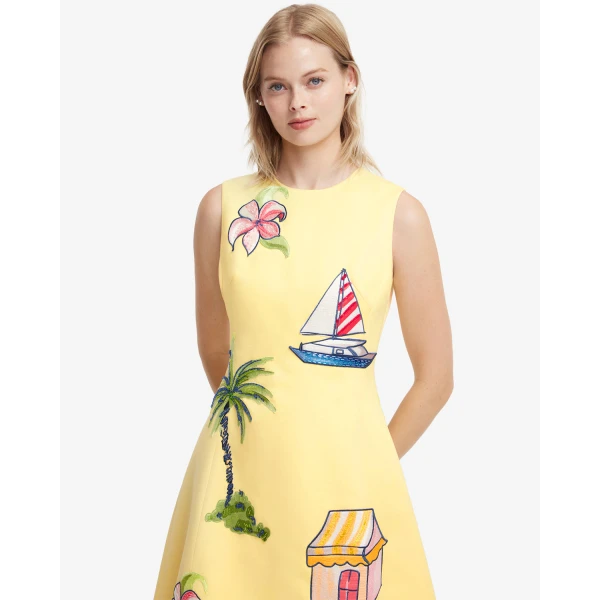 Leo Lin Cleo Embroidered Sleeveless Midi Dress - Leo Lin Dress - Australian Luxury Fashion - Shop at Luxury Shoes 