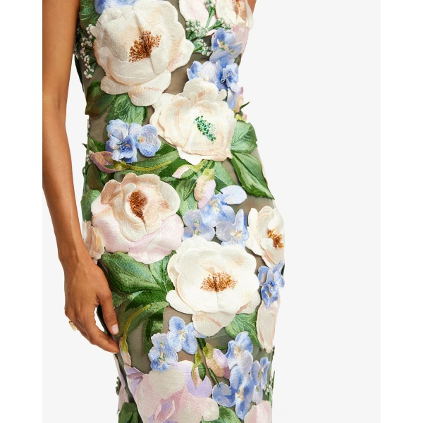 Leo Lin Fleur Floral Hand-Embroidered Backless Maxi Dress - Leo Lin Dress - Australian Luxury Fashion - Shop at Luxury Shoes 