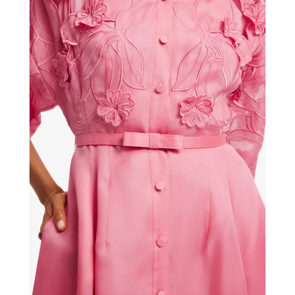 Leo Lin Junia Appliqué Puff Sleeve Silk Gown - Leo Lin Dress - Australian Luxury Fashion - Shop at Luxury Shoes 