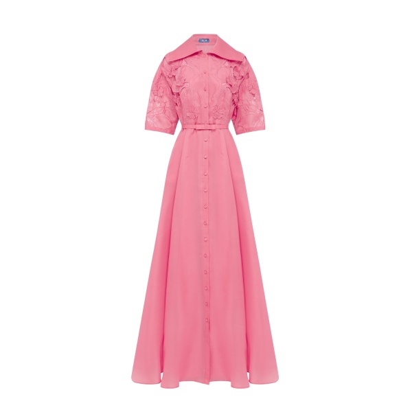 Leo Lin Junia Appliqué Puff Sleeve Silk Gown - Leo Lin Dress - Australian Luxury Fashion - Shop at Luxury Shoes 