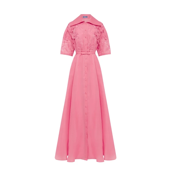 Leo Lin Junia Appliqué Puff Sleeve Silk Gown - Leo Lin Dress - Australian Luxury Fashion - Shop at Luxury Shoes 