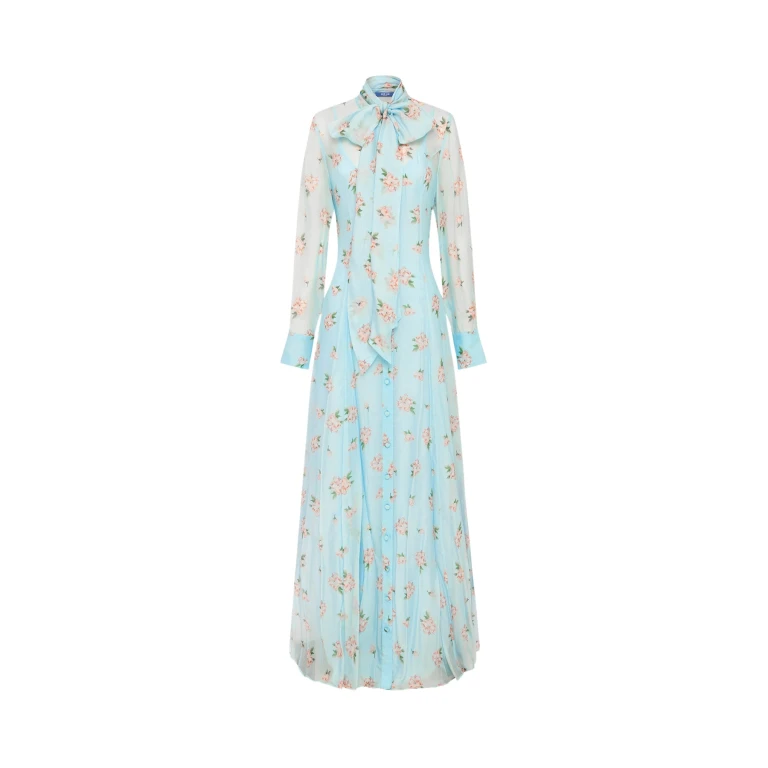 Leo Lin Lilith Tie Neck Maxi Dress - Leo Lin Dress - Australian Luxury Fashion - Shop at Luxury Shoes 