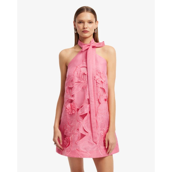Leo Lin Lola Appliqué Halterneck Mini Dress - Leo Lin Dress - Australian Luxury Fashion - Shop at Luxury Shoes 
