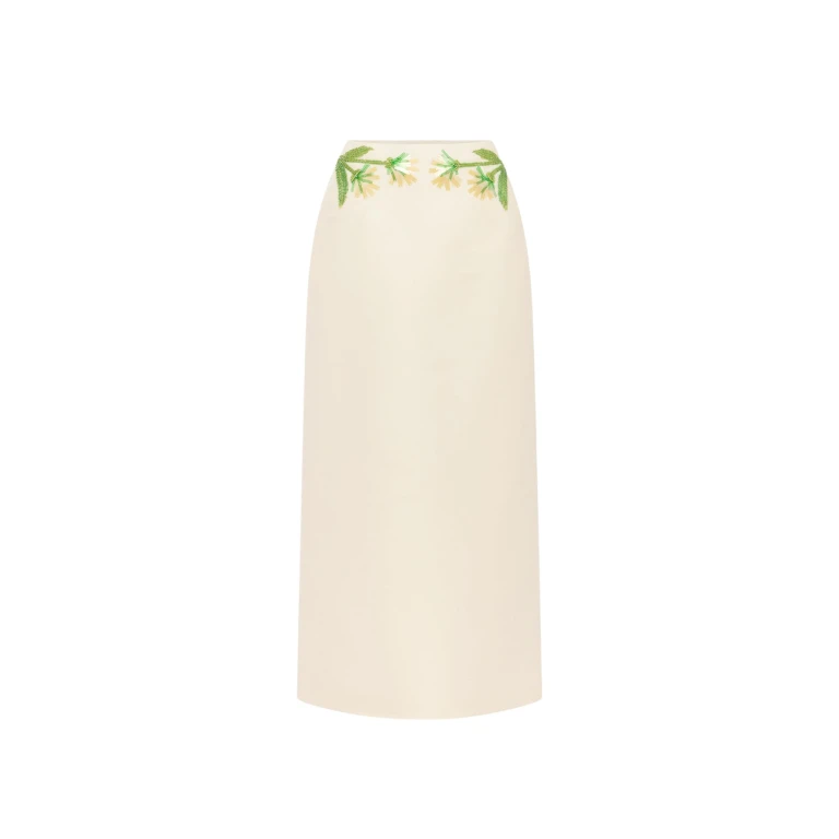 Leo Lin Quinn Embellished Wool Midi Skirt - Leo Lin Dress - Australian Luxury Fashion - Shop at Luxury Shoes 