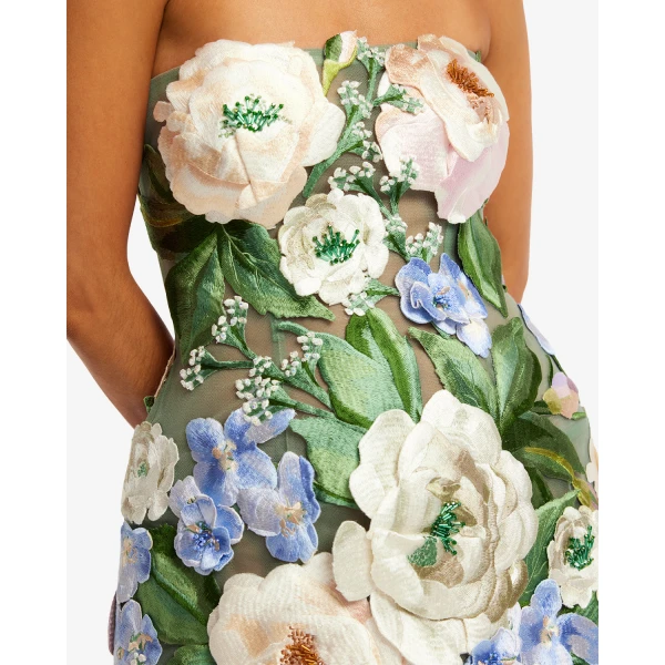 Leo Lin Roselle Floral Hand-Embroidered Bustier Mini Dress - Leo Lin Dress - Australian Luxury Fashion - Shop at Luxury Shoes 