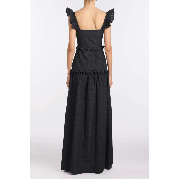 Markarian Alanna Black Gingham Taffeta Ruffle Tiered Gown - Dresses - New York Luxury Occasion Wear at Luxury Shoes 
