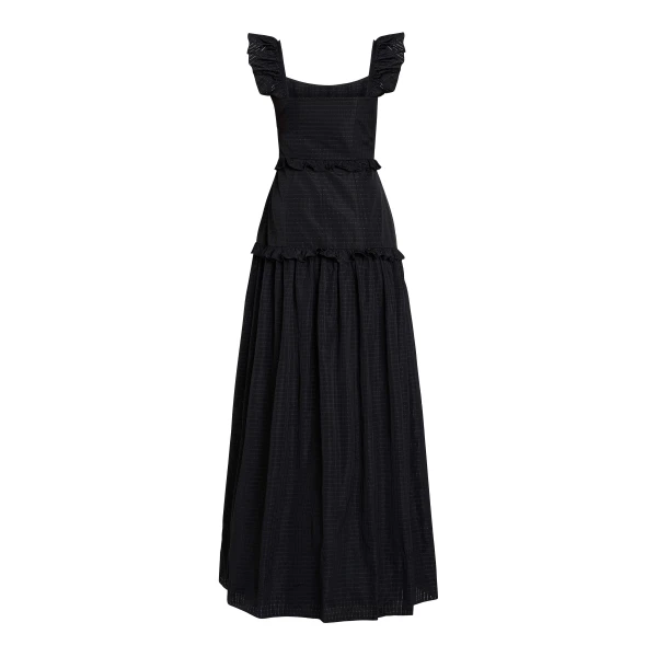 Markarian Alanna Black Gingham Taffeta Ruffle Tiered Gown - Dresses - New York Luxury Occasion Wear at Luxury Shoes 