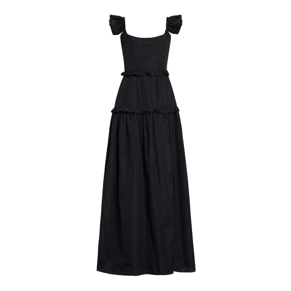 Markarian Alanna Black Gingham Taffeta Ruffle Tiered Gown - Dresses - New York Luxury Occasion Wear at Luxury Shoes 