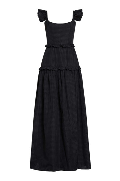 Markarian Alanna Black Gingham Taffeta Ruffle Tiered Gown - Dresses - New York Luxury Occasion Wear at Luxury Shoes 