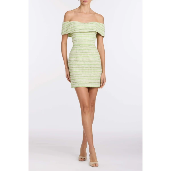 Markarian Alice Lime Textured Stripe Dress - Dresses - New York Luxury Occasion Wear at Luxury Shoes 