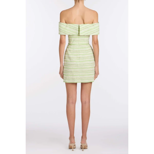 Markarian Alice Lime Textured Stripe Dress - Dresses - New York Luxury Occasion Wear at Luxury Shoes 