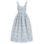 Markarian Apple Blue Ikat Floral Corset Dress - Dresses - New York Luxury Occasion Wear at Luxury Shoes 
