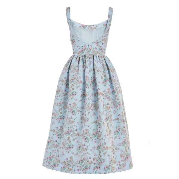 Markarian Apple Blue Ikat Floral Corset Dress - Dresses - New York Luxury Occasion Wear at Luxury Shoes 