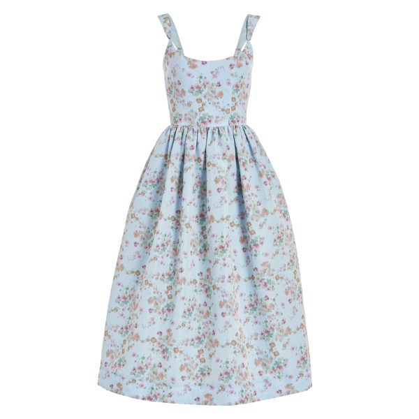 Markarian Apple Blue Ikat Floral Corset Dress - Dresses - New York Luxury Occasion Wear at Luxury Shoes 