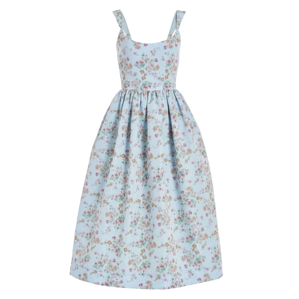 Markarian Apple Blue Ikat Floral Corset Dress - Dresses - New York Luxury Occasion Wear at Luxury Shoes 
