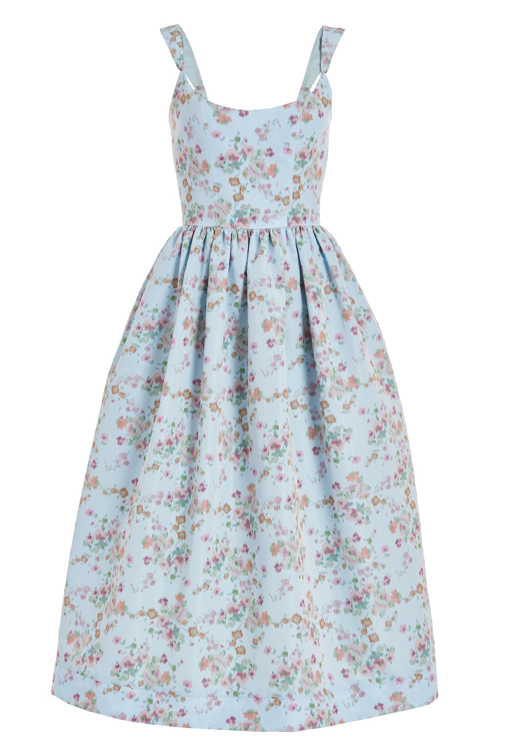 Markarian Apple Blue Ikat Floral Corset Dress