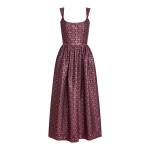 Markarian Apple Burgundy Floral Stripe Midi Dress - Dresses - New York Luxury Occasion Wear at Luxury Shoes 