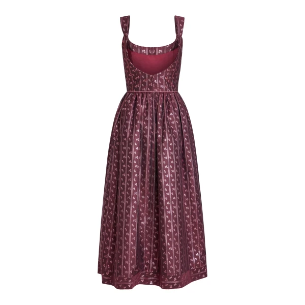 Markarian Apple Burgundy Floral Stripe Midi Dress - Dresses - New York Luxury Occasion Wear at Luxury Shoes 