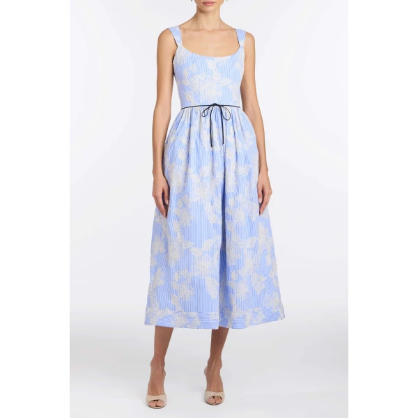Markarian Apple Embroidered Stripe Dress - Dresses - New York Luxury Occasion Wear at Luxury Shoes 