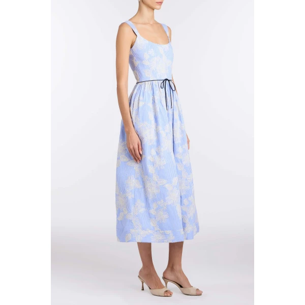 Markarian Apple Embroidered Stripe Dress - Dresses - New York Luxury Occasion Wear at Luxury Shoes 