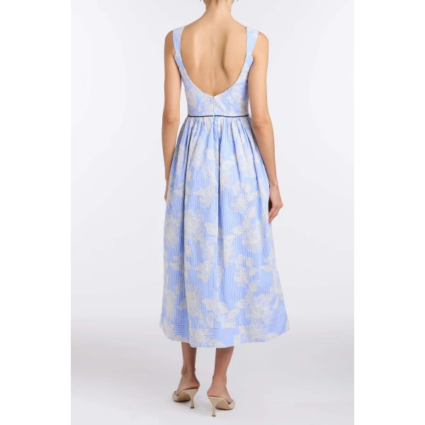 Markarian Apple Embroidered Stripe Dress - Dresses - New York Luxury Occasion Wear at Luxury Shoes 
