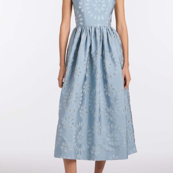 Markarian Apple Floral Organza Burnout Corset Midi Dress, view 2