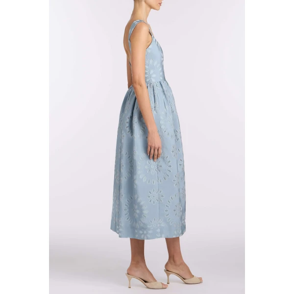 Markarian Apple Floral Organza Burnout Corset Midi Dress - Dresses - New York Luxury Occasion Wear at Luxury Shoes 