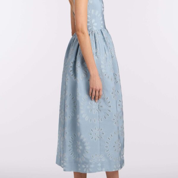Markarian Apple Floral Organza Burnout Corset Midi Dress, view 3