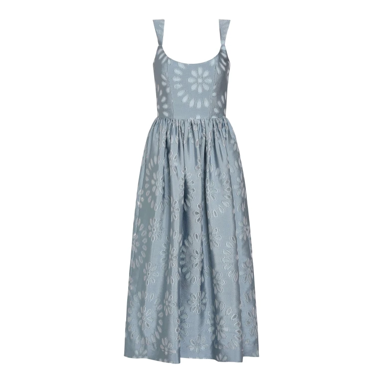 Markarian Apple Floral Organza Burnout Corset Midi Dress - Dresses - New York Luxury Occasion Wear at Luxury Shoes 