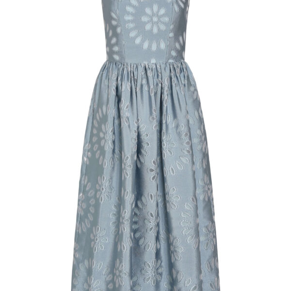 Markarian Apple Floral Organza Burnout Corset Midi Dress
